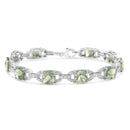 .925 Sterling Silver 7x7 mm Cushion Cut Green Amethyst and 1/20 cttw Round Cut Diamond Fashion Tennis Bracelet (I-J Color, I1-I2 Clarity) - 7"-6