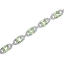 .925 Sterling Silver 7x7 mm Cushion Cut Green Amethyst and 1/20 cttw Round Cut Diamond Fashion Tennis Bracelet (I-J Color, I1-I2 Clarity) - 7"-9