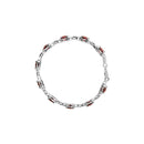 .925 Sterling Silver 7x7mm Checkered Cushion Red Garnet and Diamond Accent Fashion Tennis Link Bracelet (I-J Color, I1-I2 Clarity) - Size 7" Inch-6