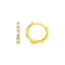 14k Yellow Gold Petite Octagonal Hoop Earrings with Cubic Zirconias-2