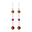 .925 Sterling Silver Graduating Bezel Set Red Garnet Dangle Earring-1