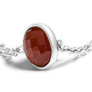 .925 Sterling Silver Checkerboard Cut Red Garnet Bezel Station Necklace - 22" Inches-2