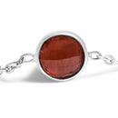 .925 Sterling Silver Bezel Set Red Garnet 5 Station Adjustable Bolo Bracelet-2