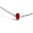 .925 Sterling Silver Bezel Set Red Garnet 5 Station Adjustable Bolo Bracelet-4
