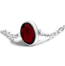 .925 Sterling Silver Bezel Set Red Garnet 5 Station Adjustable Bolo Bracelet-5
