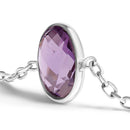 .925 Sterling Silver Bezel Set Purple Amethyst 5 Station Adjustable Bolo Bracelet-3