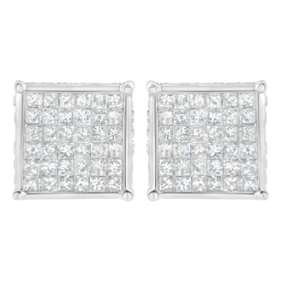 10K White Gold 2ct TDW Princess-Cut Composite Diamond Stud Earring (I-J ,I2-I3)