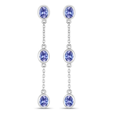 1.98 Carat Genuine Tanzanite .925 Sterling Silver Earrings