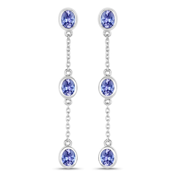 1.98 Carat Genuine Tanzanite .925 Sterling Silver Earrings