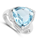 8.30 Carat Genuine Blue Topaz & White Diamond .925 Sterling Silver Ring-2