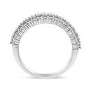 14K White Gold 1.0 Cttw Prong Set Round Diamond Split Shank Three Row Band Ring (H-I Color, I2-I3 Clarity) - Size 6-4