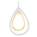 14K Two-Tone Gold Round Cut Diamond Double Burst Pendant Necklace (1.00 cttw, H-I Color, SI2-I1 Clarity)-1