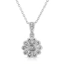 .925 Sterling Silver Diamond Accent Sunburst Milgrain 18" Pendant Necklace (I-J Color, I1-I2 Clarity)-8