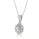 .925 Sterling Silver Diamond Accent Sunburst Milgrain 18" Pendant Necklace (I-J Color, I1-I2 Clarity)-6