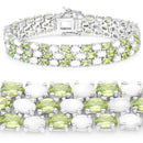 19.73 Carat Genuine Opal and Peridot .925 Sterling Silver Bracelet-3