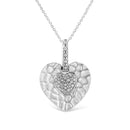 .925 Sterling Silver Pave-Set Diamond Accent Heart Shape 18" Pendant Necklace (I-J Color, I1-I2 Clarity)-8