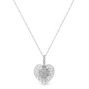 .925 Sterling Silver Pave-Set Diamond Accent Heart Shape 18" Pendant Necklace (I-J Color, I1-I2 Clarity)-5
