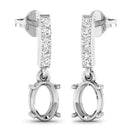 0.14 Carat Genuine White Diamond 14K White Gold Semi Mount Earrings - holds 7x5mm Oval Gemstones-3