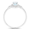 0.48 Carat Genuine Aquamarine and White Diamond 14K White Gold Ring-2