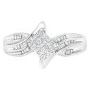 10K White Gold 1/3 Cttw Princess and Baguette Cut Diamond Bypass Style Cocktail Ring (I-J Color, I1-I2 Clarity) - Size 4-3