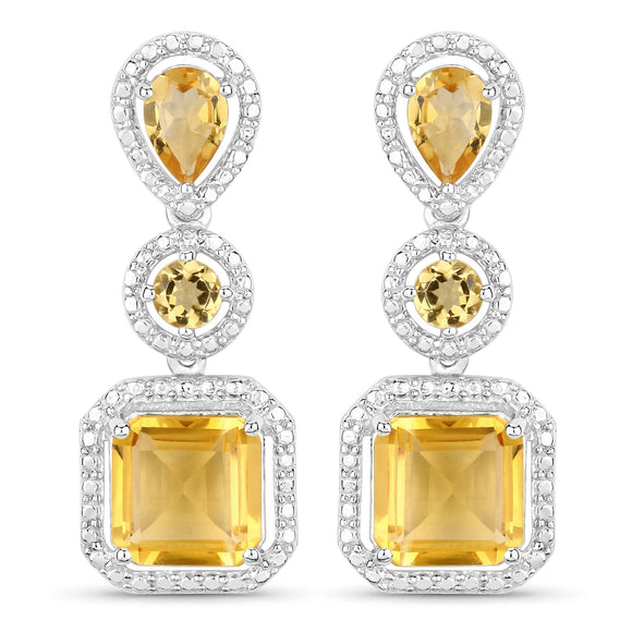 7.580 Carat Genuine Citrine .925 Sterling Silver Earrings