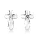 .925 Sterling Silver Prong Set Diamond Accent Floral Cross Stud Earring (I-J Color, I1-I2 Clarity)-8