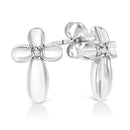 .925 Sterling Silver Prong Set Diamond Accent Floral Cross Stud Earring (I-J Color, I1-I2 Clarity)-6