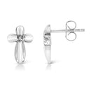 .925 Sterling Silver Prong Set Diamond Accent Floral Cross Stud Earring (I-J Color, I1-I2 Clarity)-7