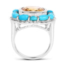 9.26 Carat Genuine Citrine and Turquoise .925 Sterling Silver Ring-2