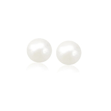 14k Yellow Gold Freshwater Cultured White Pearl Stud Earrings (8.0 mm) - 0