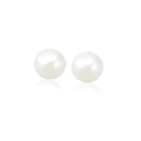14k Yellow Gold Freshwater Cultured White Pearl Stud Earrings (8.0 mm)-1