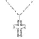 .925 Sterling Silver 1/10 cttw Pave-Set Round-Cut Diamond Open Cross 18" Pendant Necklace (I-J Color, I1-2 Clarity)-8