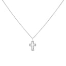 .925 Sterling Silver 1/10 cttw Pave-Set Round-Cut Diamond Open Cross 18" Pendant Necklace (I-J Color, I1-2 Clarity)-5