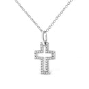 .925 Sterling Silver 1/10 cttw Pave-Set Round-Cut Diamond Open Cross 18" Pendant Necklace (I-J Color, I1-2 Clarity)-6