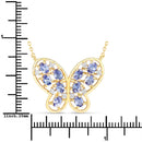 1.86 Carat Genuine Tanzanite and White Zircon .925 Sterling Silver Necklace-3