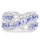 1.71 Carat Genuine Tanzanite and White Diamond .925 Sterling Silver Ring-4