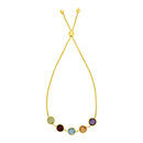 Adjustable Bracelet with Multicolored Large Round Gemstones in 14k Yellow Gold-1