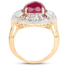 14K Yellow Gold Plated 8.91 Carat Genuine Glass Filled Ruby, Rhodolite & White Topaz .925 Sterling Silver Ring-2