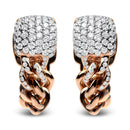 18K Rose Gold 3/4 Cttw Round Diamond Pave Cuban Chain Huggie Earrings (G-H Color, SI1-SI2 Clarity)-2