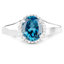 2.13 Carat Genuine London Blue Topaz and White Topaz .925 Sterling Silver Ring-3