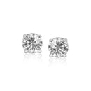 14k White Gold Stud Earrings with White Hue Faceted Cubic Zirconia-4
