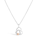 .925 Sterling Silver Double Heart Pendant Necklace with Diamond and 10K Rose Gold Accent-1