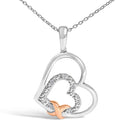 .925 Sterling Silver Double Heart Pendant Necklace with Diamond and 10K Rose Gold Accent-2