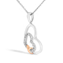 .925 Sterling Silver Double Heart Pendant Necklace with Diamond and 10K Rose Gold Accent-3