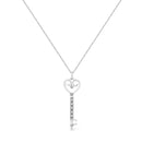 .925 Sterling Silver Pave and Bezel-Set Diamond Accent Key 18" Heart and Lock Pendant Necklace (K-L Color, I1-I2 Clarity)-5