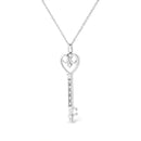 .925 Sterling Silver Pave and Bezel-Set Diamond Accent Key 18" Heart and Lock Pendant Necklace (K-L Color, I1-I2 Clarity)-6