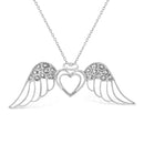 .925 Sterling Silver Pave-Set Diamond Accent Angel Wing 18" Double Heart Pendant Necklace (I-J Color, I1-I2 Clarity)-8