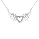 .925 Sterling Silver Pave-Set Diamond Accent Fairy Wing 18" Heart Pendant Necklace (I-J Color, I1-I2 Clarity)-8
