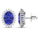 2.56 Carat Genuine Tanzanite and White Diamond 14K White Gold Earrings-4