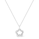 Matte Finished .925 Sterling Silver Diamond Accent Double Flower Shape 18" Satin Finished Pendant Necklace (I-J Color, I1-I2 Clarity)-5